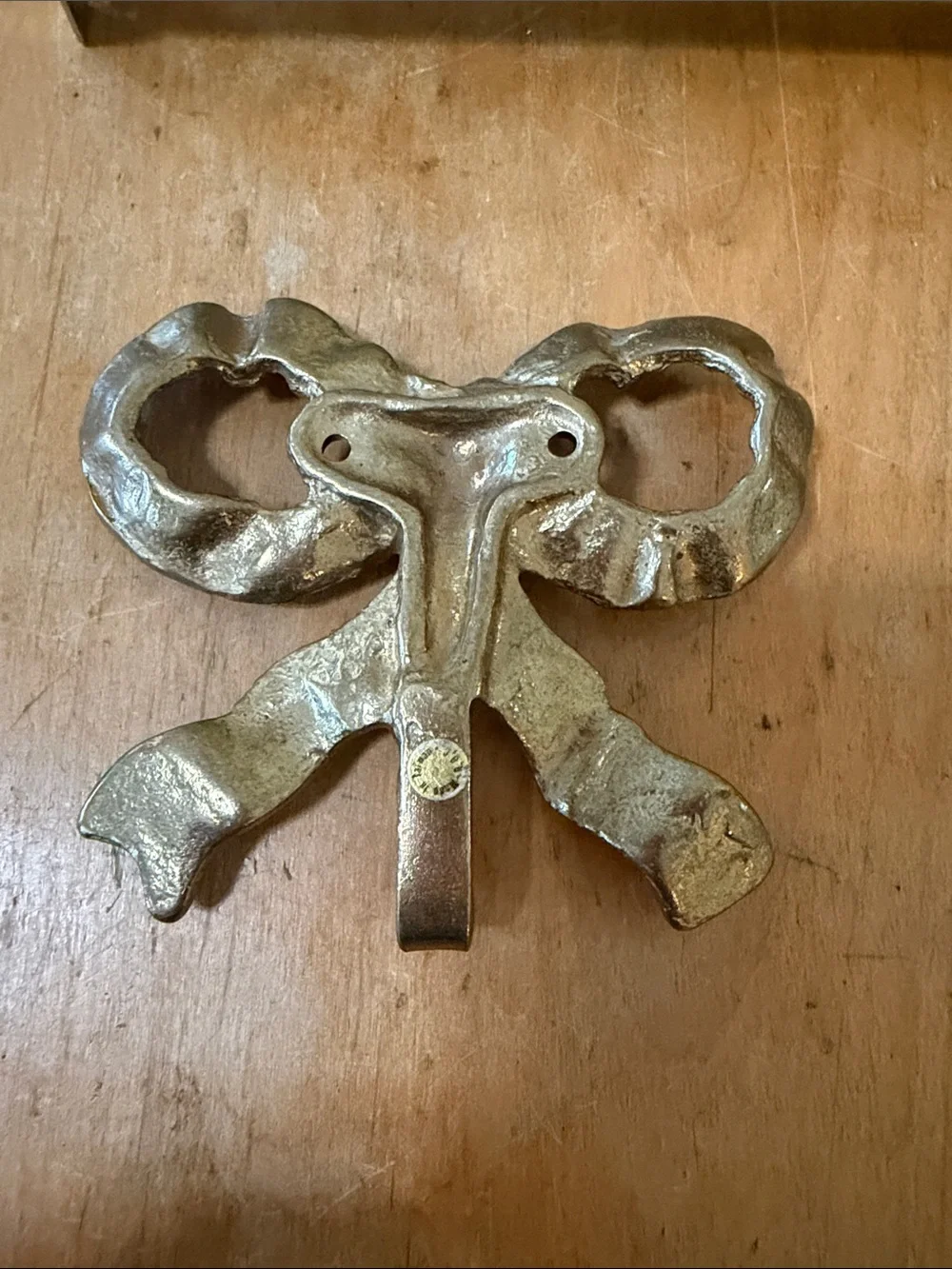 Brass Bow Wall Hook - Decorative Ribbon Hook for Home 4inch